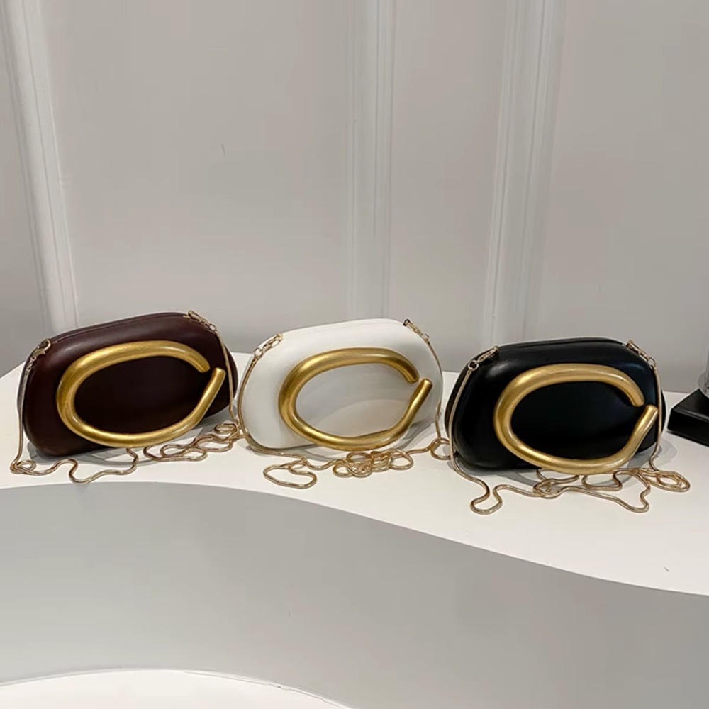 White box bag clutch with gold clasp handle & crossbody chain, Zara - Picture 10 of 10
